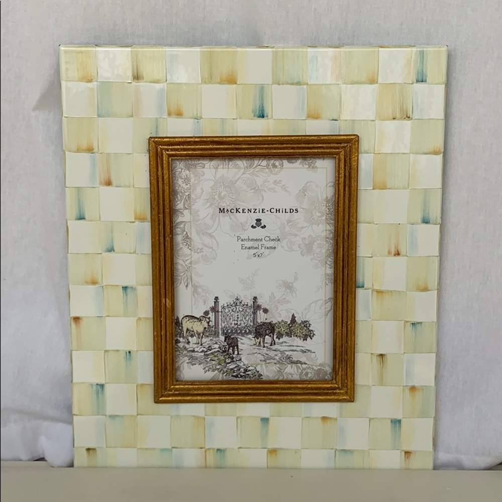 Mackenzie-Childs 5x7 Parchment Check Enamel Frame